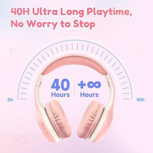 EarFun K2 Kids Bluetooth Headphones for School, Kids Headphones with Mic - color: Pink