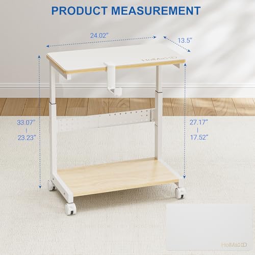 Height Adjustable Computer Tower Stand, 2-Tier ATX-Case CPU Holder with Mouse Pad & Headphone Stand, Mobile PC Standing Under Desk, Home Office Gaming Accessories, Computer Cart Wheels, Maple - color: Maple