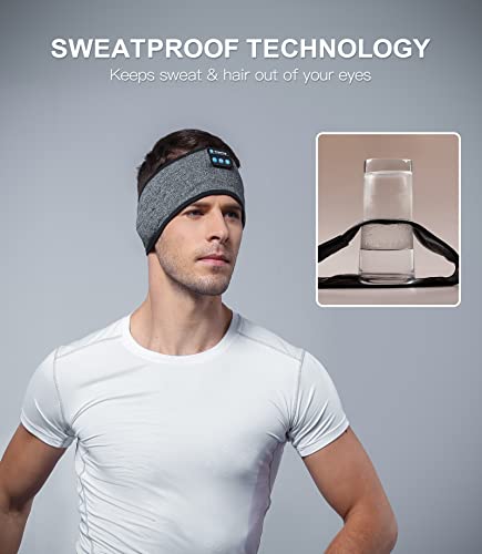Enjoying Sleep Headband, Bluetooth Headphones for Sleeping with Noise Cancelling, Thin Speakers, 1 Count, Black&Grey, Hairband, Unisex, for Sleep, Workout, Yoga, Travel, Insomnia, Leisure