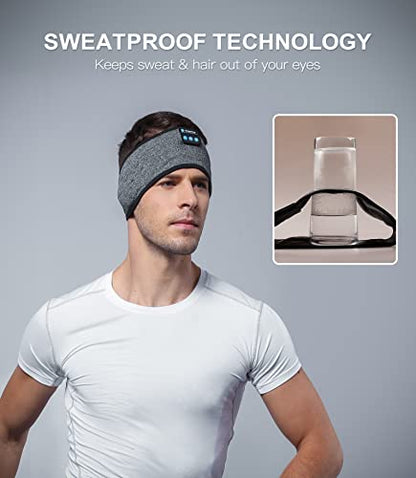Enjoying Sleep Headband, Bluetooth Headphones for Sleeping with Noise Cancelling, Thin Speakers, 1 Count, Black&Grey, Hairband, Unisex, for Sleep, Workout, Yoga, Travel, Insomnia, Leisure