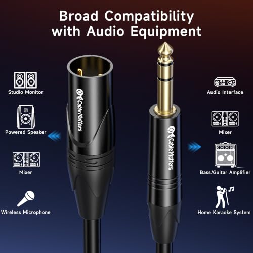 Cable Matters 6.35mm 1/4 Inch TRS to XLR Cable, Male to Male, 3ft - size: 3 ft