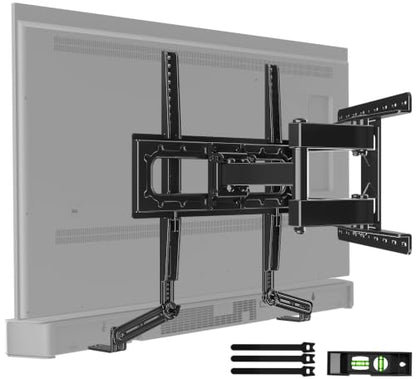HOME VISION Full Motion TV Mount Soundbar Bundle for 26-70" TVs, 132 lbs | ±60° Swivel & Tilt, 6 Articulating Arms, Soundbar Moves with TV, Fits 8"/12"/16" Studs, Max VESA 400x400 - size: 26-70" FM w/5745