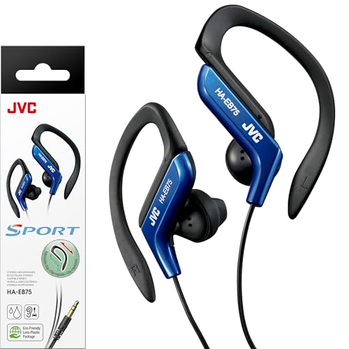 Clip Style Headphone Blue Lightweight and Comfortable Ear Clip. Splash Proof Water resistant Powerful Sound with Bass Boost JVC HAEB75BA - color: Blue, size: One Size (Pack of 1)