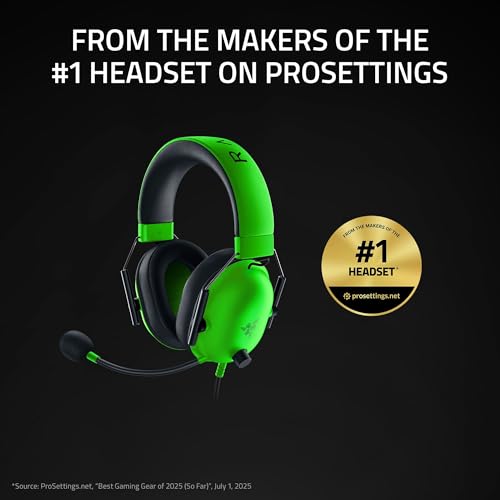 Razer BlackShark V2 X Gaming Headset, 3.5mm Audio Jack, Green - color: Green, size: 3.5 mm (Pack of 1), style: PC
