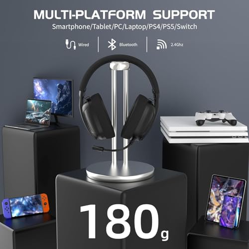 ZIYOU LANG L80 Ultralight Over Ear Tri Mode Wireless Gaming Headset-Black | 2.4Ghz USB C and A Dongle/Bluetooth 5.3/3.5mm Wired,Detachable Mic,Stereo Sound,600mAh Battery for PC Win Mac PS4 PS5 Switch - color: Black, size: Wired+BT+2.4Ghz
