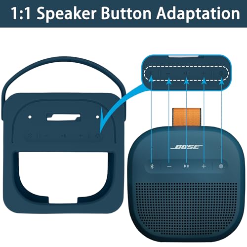 for Bose New SoundLink Micro 2nd Gen Speaker Silicone Case, Twilight Blue | 1:1 Molded Fit, Shock Absorption, Metal Carabiner, Flexible Carry Handle, Anti-Slip Texture, Elastic Recovery - color: Dark Blue Case