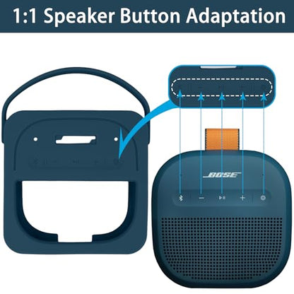 for Bose New SoundLink Micro 2nd Gen Speaker Silicone Case, Twilight Blue | 1:1 Molded Fit, Shock Absorption, Metal Carabiner, Flexible Carry Handle, Anti-Slip Texture, Elastic Recovery - color: Dark Blue Case
