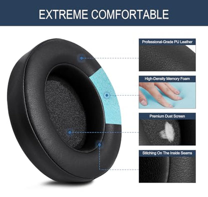Ear Pads Cushions for Razer Kraken Pro V2 & Razer Kraken 7.1 V2 Headphones | Replacement Ear Cups Earmuffs Made of Premium Protein Leather & Memory Foam, Easy Installation - Black