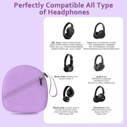Headphone Case Compatible with JBL/Beats/Sony/BERIBES/SoundCore/TOZO/KVIDIO/JLab/Bose, Ultra-Thin Headphone Bag Travel Carrying Universal, Purple - color: Purple