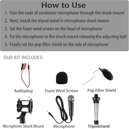 Japard Gaming USB Microphone for PC High Sensitivity, Mini Condenser 3.5 mm Plug for iPhone iPad Android, Broadcast Music Recording Set for Computer Meeting Podcast, Gift for Kids