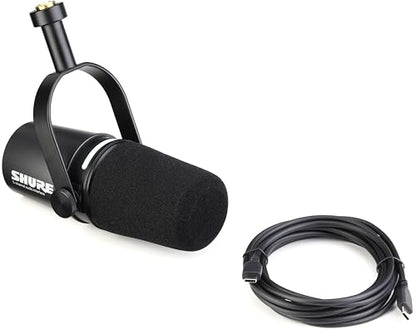 Shure MV7i Smart Microphone with Built-in Audio Interface and Deluxe Articulating Desktop Mic Boom Stand - Podcast Mic with 2 Channels, XLR and 1/4", USB-C for Mac/PC/Phone, and Advanced DSP Features