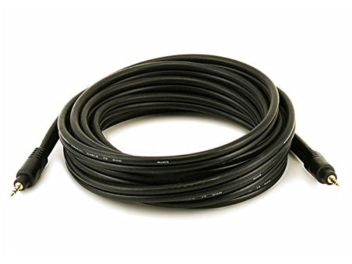 Monoprice Audio Cable - 15 Feet - Black | Premium 3.5mm Stereo Male to 3.5mm Stereo Male 22AWG, Gold Plated - size: 15 Feet