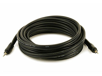 Monoprice Audio Cable - 15 Feet - Black | Premium 3.5mm Stereo Male to 3.5mm Stereo Male 22AWG, Gold Plated - size: 15 Feet