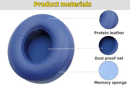 Earpad Covers for Beats Solo 3/ Solo 2 On-Ear Headphones - Indigo | Ear Cushions for Beats Solo 2 & Solo 3 Wireless Headphones, Ear Cups with Soft Protein Leather, Not Fit Studio/Solo HD/Solo 4 - color: Indigo