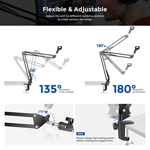 NEEWER Microphone Arm Stand, Suspension Boom Scissor Mic Arm Stand | 3/8" to 5/8" Screw, Cable Ties, Compatible with Blue Yeti, Snowball, Yeti X, Quadcast and Other Mics, Max Load 1.5kg - style: NW-35
