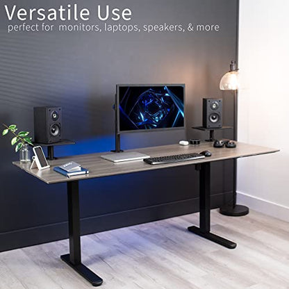 VIVO Clamp-On Universal Height Adjustable Ergonomic Computer Monitor and Laptop Riser, Tabletop Desk Stand, C-Clamp Design, Black, STAND-V000SCB