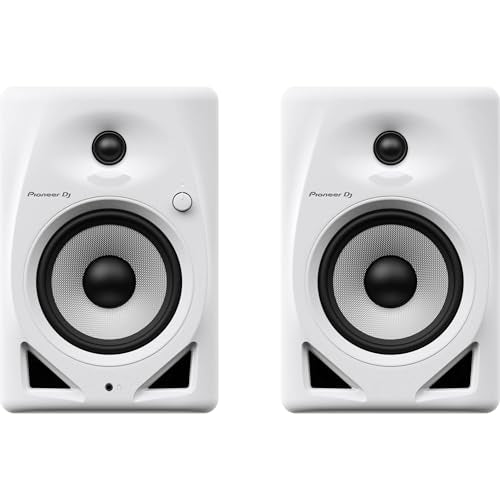 Pioneer DM-50D-W Active 5" Desktop Monitor and DJ Speakers (White) with Professional Graded TRS to TRS Cables