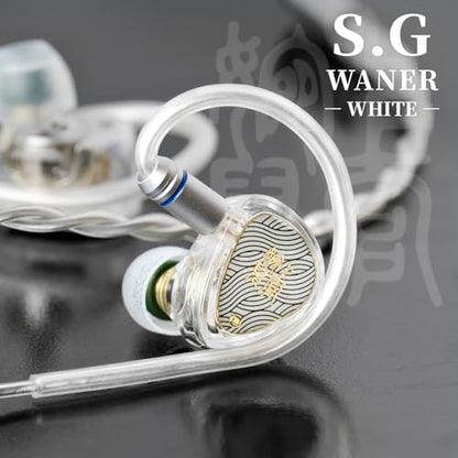 TANGZU Wan'er S.G II Wired Earbuds, in-Ear Monitors with 10mm Dynamic Driver PET Diaphragm, HiFi Gaming IEM Earphones, 0.78mm 2-Pin Detachable Cable, Tangle-Free (White 3.5mm with Mic) - color: White, size: 3.5mm with Mic