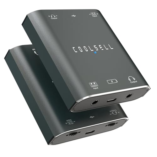 Portable Audio Interface, Stereo 24Bit/192kHz USB C and iPhone Interface | 24bit/192kHz sampling rate, Hi-Fi audio quality, Dual gain dial, Compatible with mixer/sound card for podcaster and creator - color: Space Gray