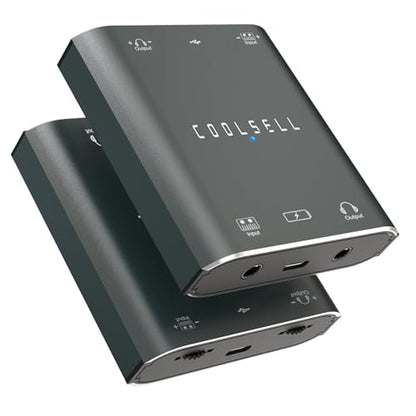 Portable Audio Interface, Stereo 24Bit/192kHz USB C and iPhone Interface | 24bit/192kHz sampling rate, Hi-Fi audio quality, Dual gain dial, Compatible with mixer/sound card for podcaster and creator - color: Space Gray