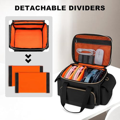 Damero DJ Cable File Bag with Detachable Dividers and Shoulder Strap | Small Gig Cable Bag for Cords, DJ Gear, Sound Instrument and Accessories
