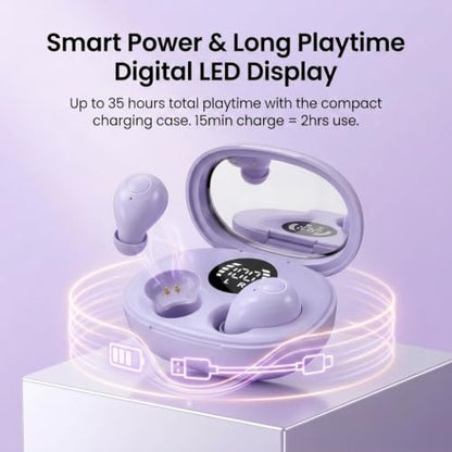 Smallest Invisible Earbuds Wireless Bluetooth, Low Profile Micro Tiny Discreet Hidden Earbuds for Work,Mini Small Headphones, Invisible Sleep Wireless Earphone for Small Earbuds (Purple) - color: Purple