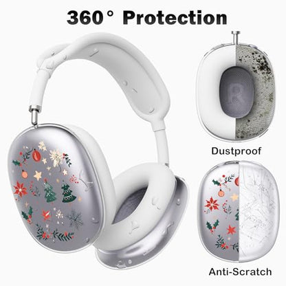 for AirPods Max 2/1 Headphones Christmas Tree Ear Covers | Cute Clear Ear Cups Cover | White Silicone Ear Pad Case Headband Cover for Apple AirPods Max 2/1 (2026/2024/2020) - color: Christmas Tree J/White