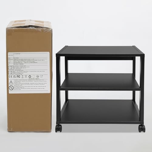 3-Tier AV Media Stand Rack, Rolling Audio Video Equipment Shelf on Lockable Wheels, Heavy Duty Holds 88 lbs for Amplifier Speaker, 19.7x15.7x19.1 in - color: Black, size: 3-Tier
