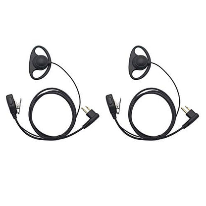 D Shape Earpiece Headset PTT for Two Way Radio Compatible 2 Pin Motorola Walkie Talkies CLS1410 CLS1110 CP200 CP185 CP040 CP1200 GP300 GP2000 GP88 GP3188 Radio (2 Pack)