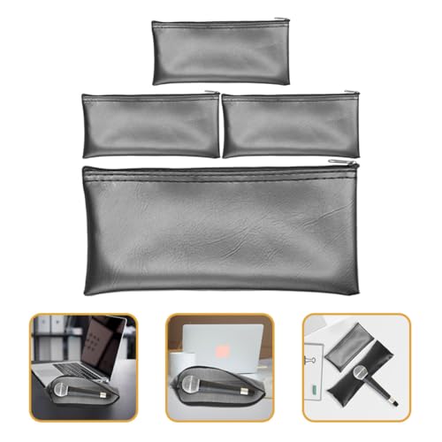 Alasum 4pcs Portable Mic Protective Pouch with Zipper Design, Scratch Resistant Pu Microphone Carrying Bag, Stylish Black Mic Storage Bag for Musicians and Performers