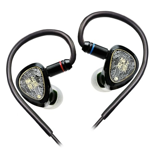 TANGZU Wan'er S.G II Wired Earbuds, in-Ear Monitors with 10mm Dynamic Driver PET Diaphragm, HiFi Gaming IEM Earphones, 0.78mm 2-Pin Detachable Cable, Tangle-Free (Black 4.4mm Without Mic) - color: Black, size: 4.4mm