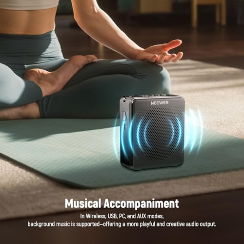 NEEWER VA02 Voice Amplifier with Wireless Microphone, Portable Mini USB C Rechargeable Noise Cancelling Sound Speaker Megaphone & Mic Set, 10Hrs, 15m Range for Classroom Teachers Trainers Tour Guides