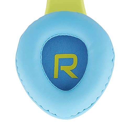 PowerLocus Kids Headphones Over-Ear, Bluetooth Wireless Headphones for Kids,with Microphone, Safe 85DB Volume Limited, Foldable with Carry Case, Audio Cable, Micro SD mode for Online Classes,PC,Phones - color: Blue/Green