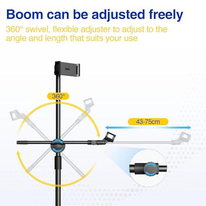 Height Adjustable Boom Mic Stand Tripod with Phone/Tablet Holder | Carrying Bag Included, for Singing Karaoke Stage