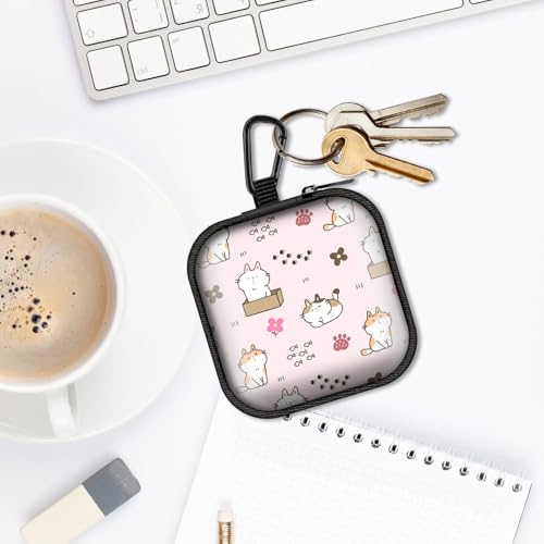 Square Data Cable Earbud Charger Coin Storage Bag Shockproof and Drop-Proof EVA Material Compatible with AirPod(Cute cat) - color: cute cat