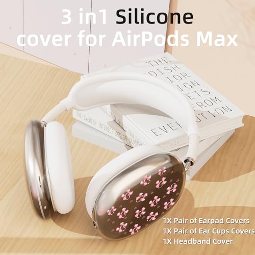 Kawaii Heart Cherry Clear Case for Airpods Max Headphones Cute Pink Bow Soft TPU Ear Cups Cover Anti-Scratch Silicone Ear Pad Protective Case Aesthetic Headband Cover for Apple Airpods Max - color: Bow cherry 27