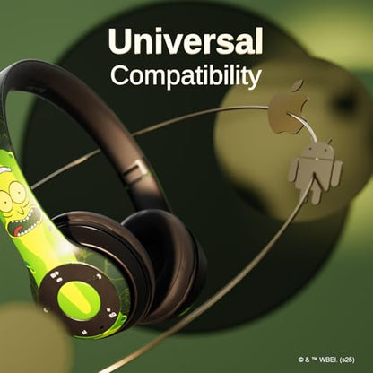 iJoy Rick and Morty Pickle Rick Bluetooth Headphones with Built-in Mic | Officially Licensed Wireless Over-Ear Headphones, Foldable Headset | Rick and Morty Gifts for Men, Women, Teens & All Fans - color: Pickle Rick