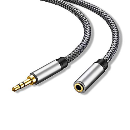 Tan QY 3.5mm 오디오 연장 케이블 3.7m(12피트), 헤드폰용 수-암 | 선명한 스테레오 사운드를 위한 24K 금 도금 커넥터, 휴대폰, 태블릿, 스피커, 헤드폰 등을 위한 범용 aux 익스텐더. - size: 12Ft/4M