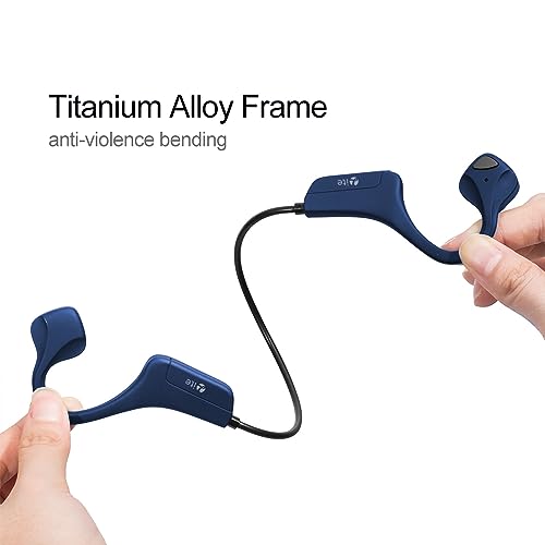 Bluetooth Headphones Waterproof Bone Conduction Headset Open Ear Earphones Blue Headset with mic, Bluetooth Headset with mic - color: Blue