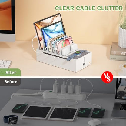 Pezin & Hulin Charger Station Organizer, No Power Charging Supply-White - color: White