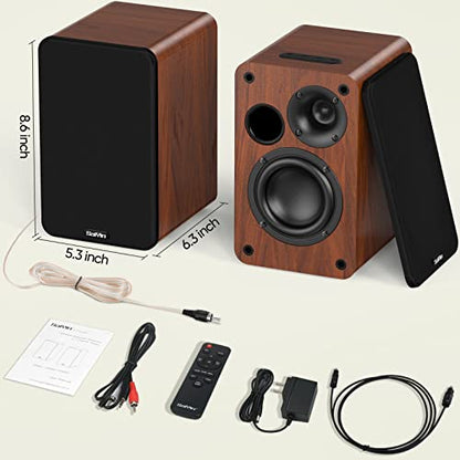 Saiyin Powered Bluetooth Bookshelf Speakers | 30W*2, 3.75 Inches Woofer, Bluetooth/Optical/Auxiliary/RCA Inputs, TV/Turntable/Record Player/Computer/PC - size: 3.5 Inch Woofer