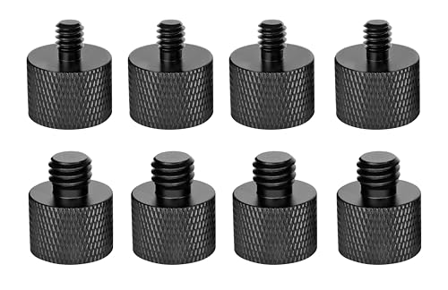 8pcs Mic Stand Adapter 5/8 to 3/8 and 5/8 to 1/4 Mic Thread Screw Adapter Combo Pack For Microphone Mounts and Stands (Black）