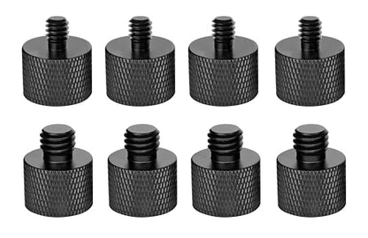 8pcs Mic Stand Adapter 5/8 to 3/8 and 5/8 to 1/4 Mic Thread Screw Adapter Combo Pack For Microphone Mounts and Stands (Black）
