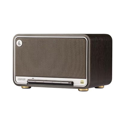 Edifier D32 Retro Wooden Tabletop Wireless Speaker AirPlay2, Black Walnut | 60W RMS, Dual Hi-Res, Bluetooth5.3, Hi-Res Audio, ALAC, LDAC, 11H Battery, DSP Crossover, MDF Retro Cabinet, USB-C, AUX Input - color: Black Walnut