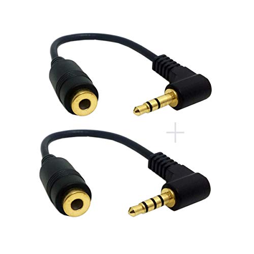 chenyang 2 Pack Headphone/Audio Extension Cable,3/4 Pole 3.5mm Male to 3.5mm Female Audio Stereo Headphone 90 Degree Angled Extension Cable 10cm - color: 2 PACK 3 Pole + 4 Pole