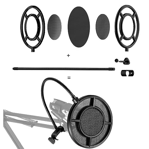 PS-1 Microphone Pop Filter Dual Layer Metal Grill Filter Shidle Anti-Spray Net for Studio Live Broadcast On-line Chat