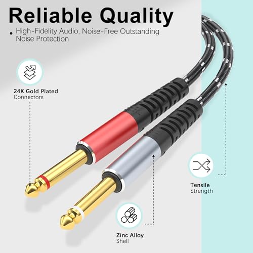 Lightning to Dual 6.35mm 1/4" TS Mono Stereo Y-Cable Splitter,3 in 1 to Dual 1/4-inch Audio Cable, Compatible with smartphones, computers, phones/Pads Amplifiers,speakers,headphones,mixing 3.3FT - size: 3.3 ft, style: 3IN2 (Dual 6.35mm cable)