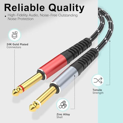 Lightning to Dual 6.35mm 1/4" TS Mono Stereo Y-Cable Splitter,3 in 1 to Dual 1/4-inch Audio Cable, Compatible with smartphones, computers, phones/Pads Amplifiers,speakers,headphones,mixing 3.3FT - size: 3.3 ft, style: 3IN2 (Dual 6.35mm cable)