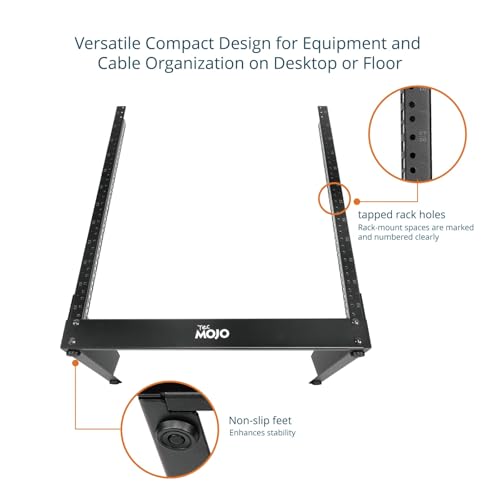 Tecmojo 2 Post 12U Desktop Server Rack Small Open Frame Rack for 19in AV/Data/Audio/Studio Equipment Free Standing Home/Office Rack,Tapped Hole - size: 12U/Tapped Hole