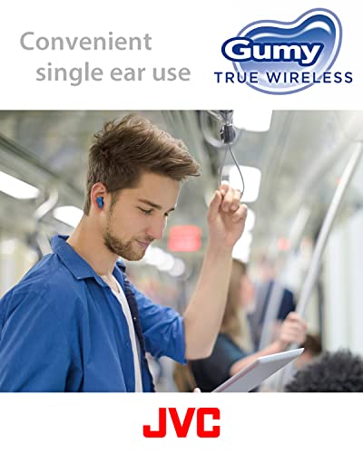 JVC Gumy True Wireless Earbuds, Bluetooth 5.3, Charging Case, 24-Hour Playback, IPX4 Water Resistant, Comfortable Secure Fit with XS/S/M/L Earpieces, Built-in Mic for Calls, iPhone/Android/PC - HAA7T2 - color: Blue